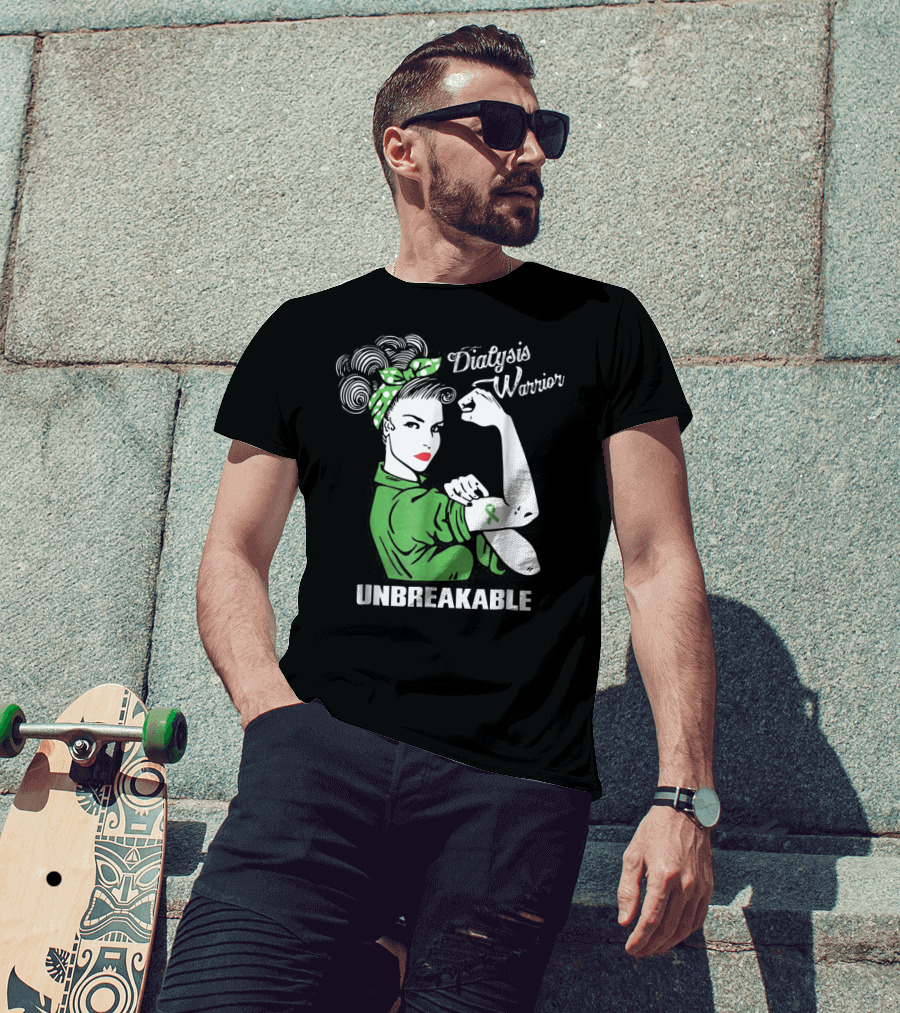 Dialysis Warrior Unbreakable Rosie The Riveter Awareness T-Shirt