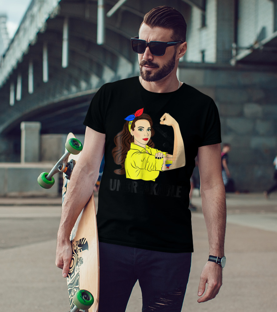 Ecuadorian Girl Unbreakable Strength With Ecuador Flag Colors T-Shirt