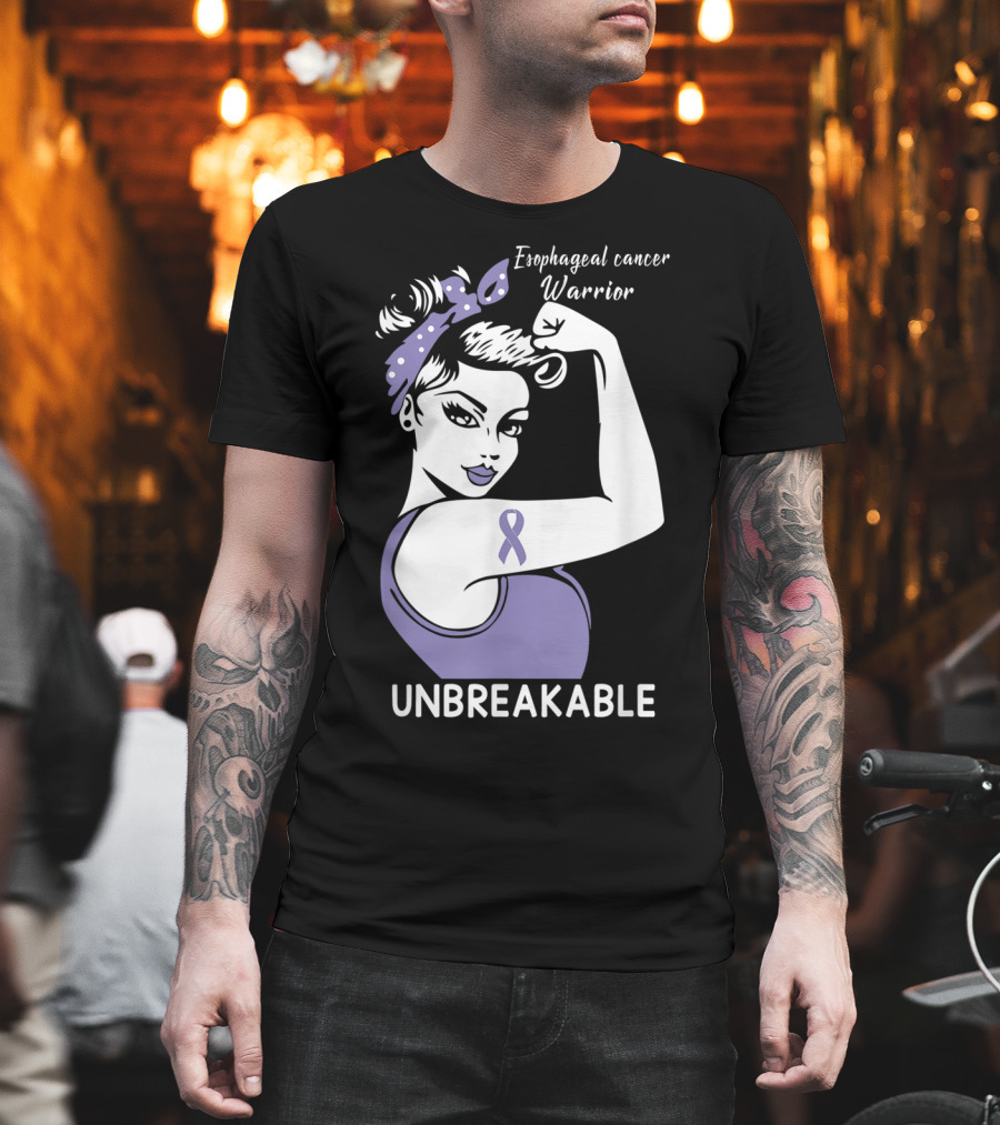 Esophageal Cancer Warrior Unbreakable Strength Ribbon T-Shirt