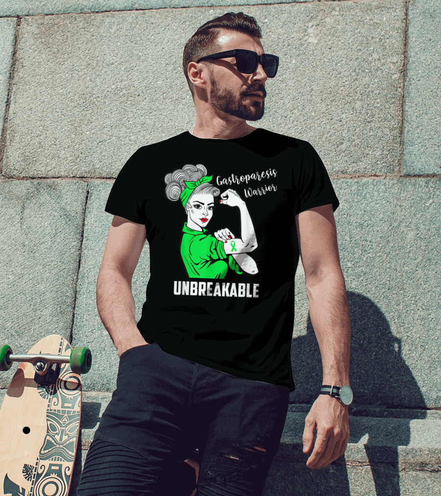 Gastroparesis Warrior Unbreakable Awareness Ribbon Strength T-Shirt