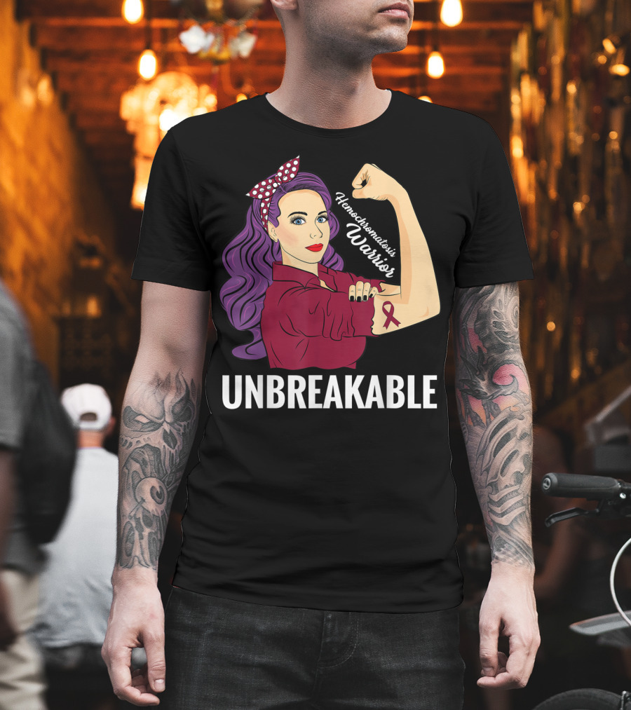 Hemochromatosis Warrior Unbreakable Awareness Rosie The Riveter T-Shirt