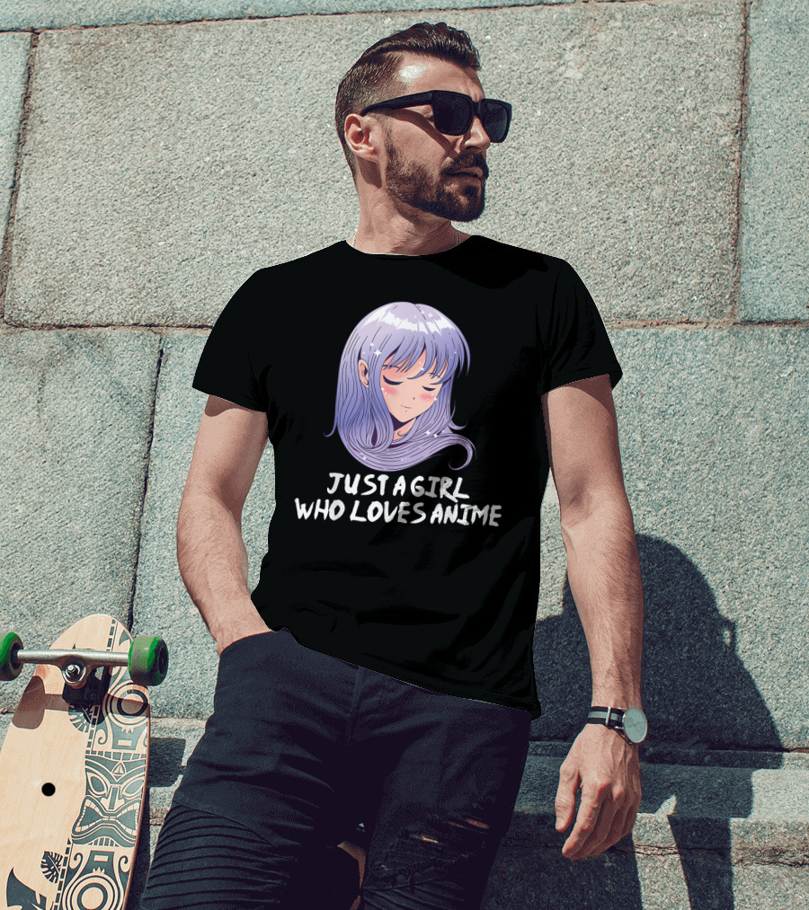 Just A Girl Who Loves Anime Japanese Anime Purple Hair Character T-Shirt