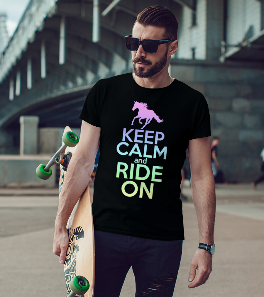 Keep Calm And Ride On Horse Silhouette Equestrian T-Shirt