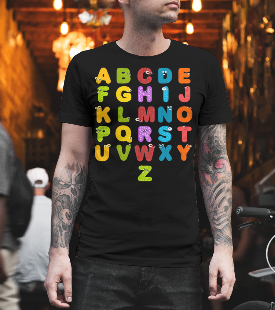 Kids Alphabet ABCs Learning Cute Monster Letters T-Shirt