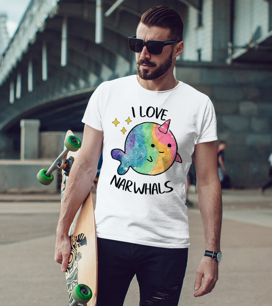 I Love Narwhals Rainbow Whale Kids T-Shirt