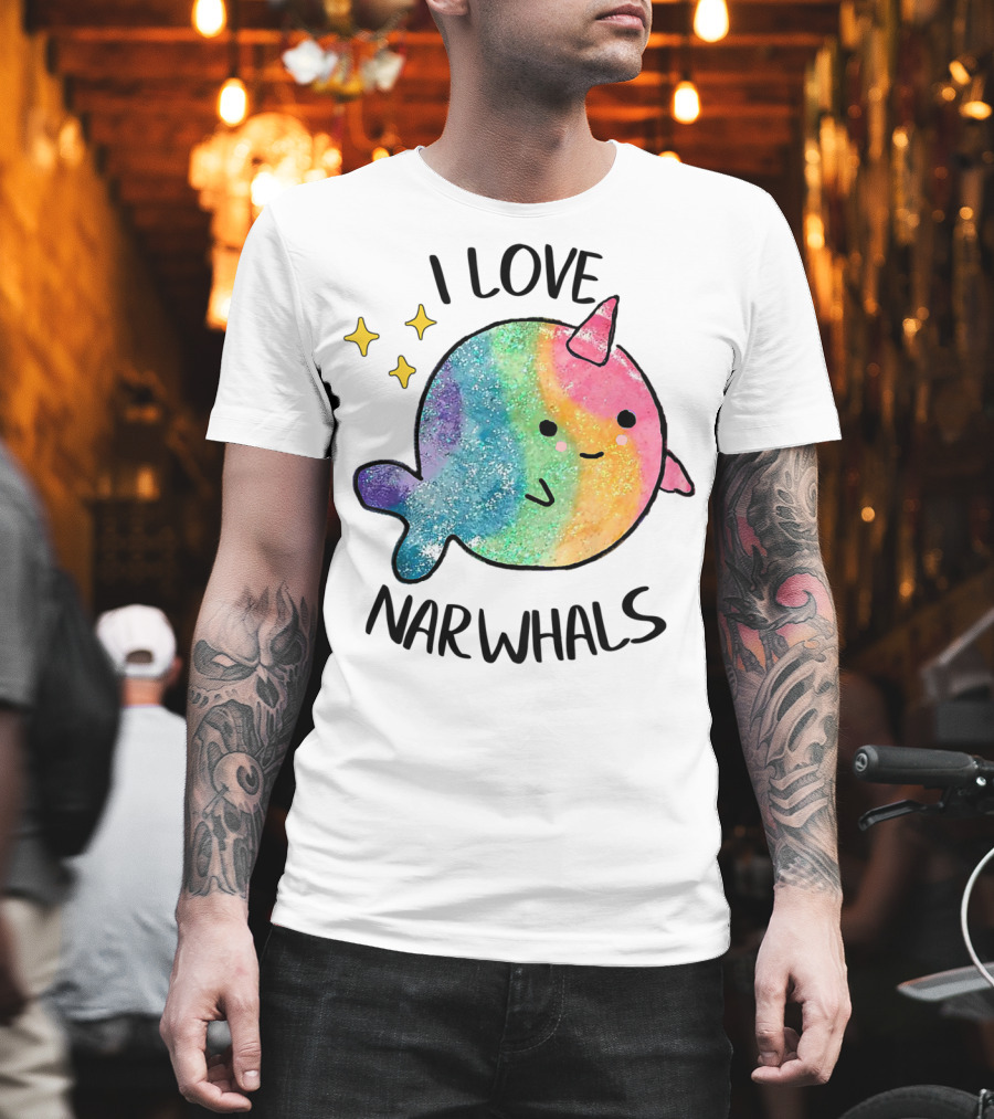 I Love Narwhals Rainbow Whale Kids T-Shirt