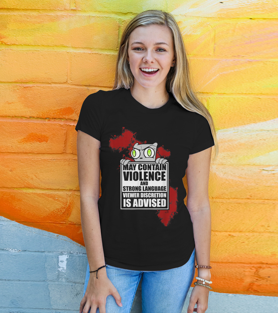 May Contain Violence Strong Language Viewer Discretion Is Advised Foamy The Squirrel T-Shirt