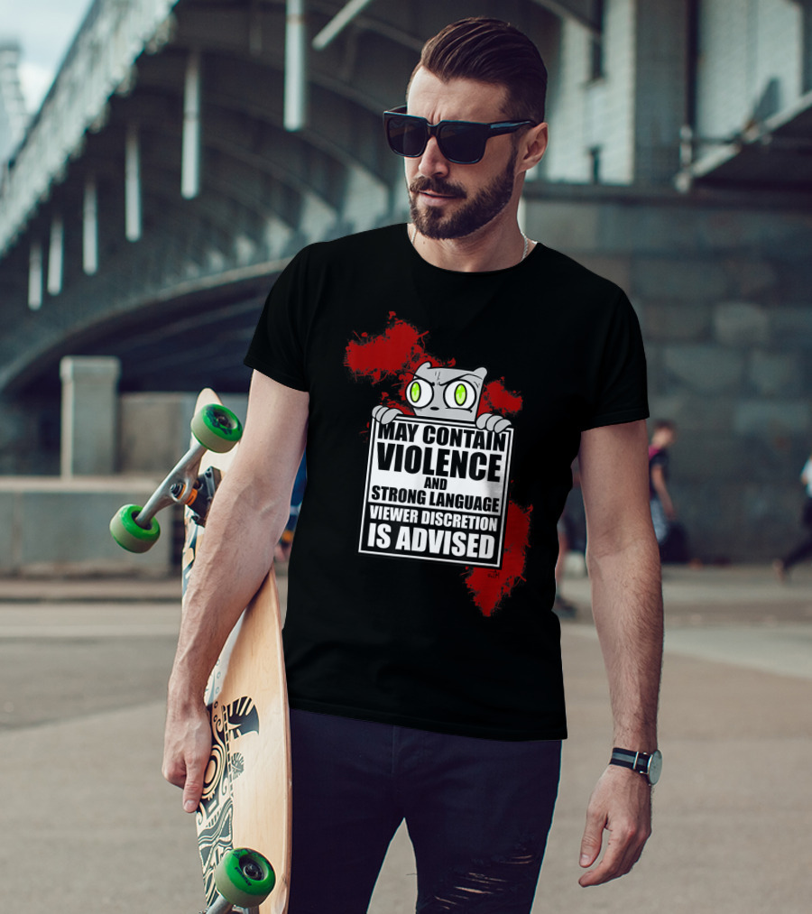 May Contain Violence Strong Language Viewer Discretion Is Advised Foamy The Squirrel T-Shirt