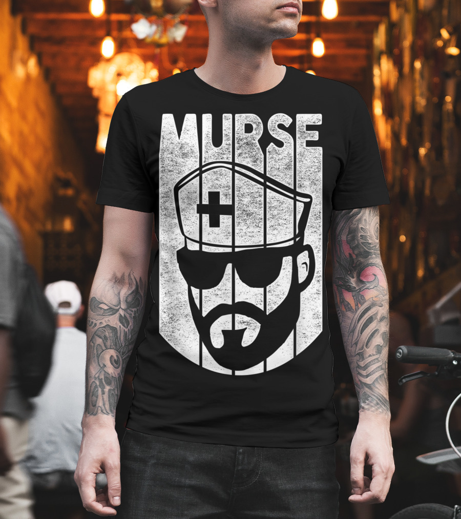 Mens Murse Funny Beard Nurse Male Nurse T-Shirt