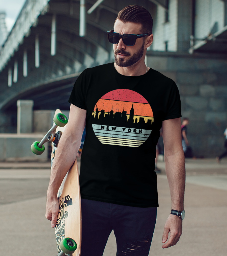 New York Retro Skyline Souvenir Style USA T-Shirt