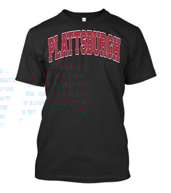 Plattsburgh Varsity Red Text Arch Style Classic Bold Letters T-Shirt