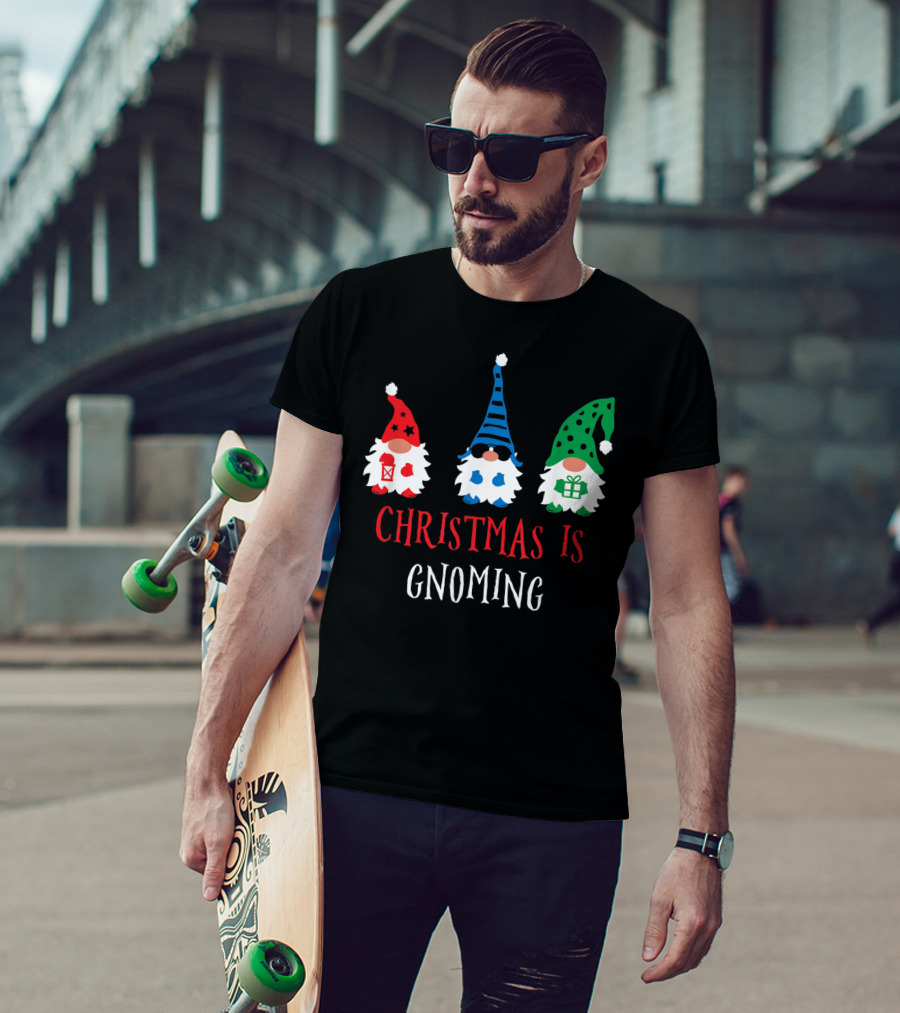 Christmas Is Gnoming Santa Claus Garden Gnome T-Shirt