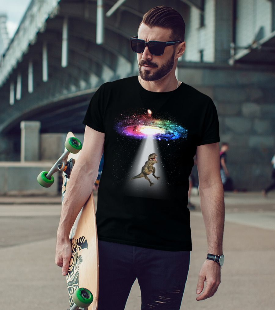 Space Dinosaur Trex In Galaxy Beam T-Shirt