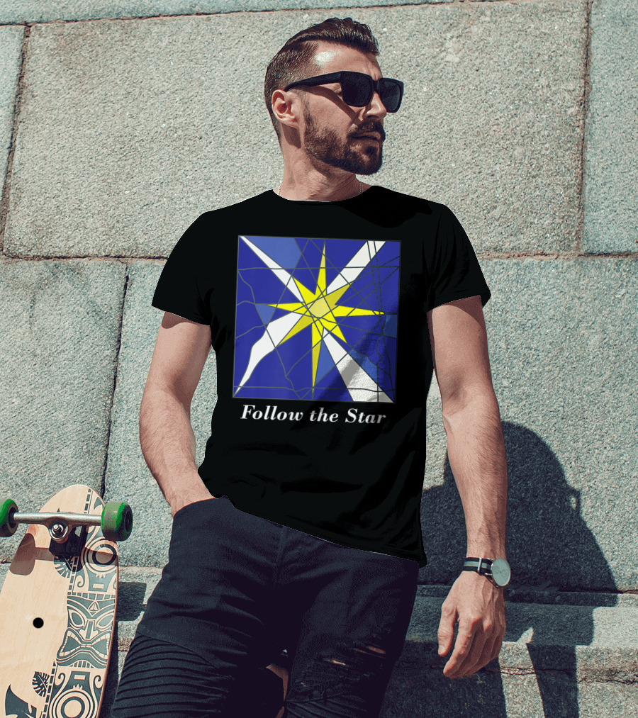 Follow The Star Stained Glass Style Star Of Bethlehem T-Shirt