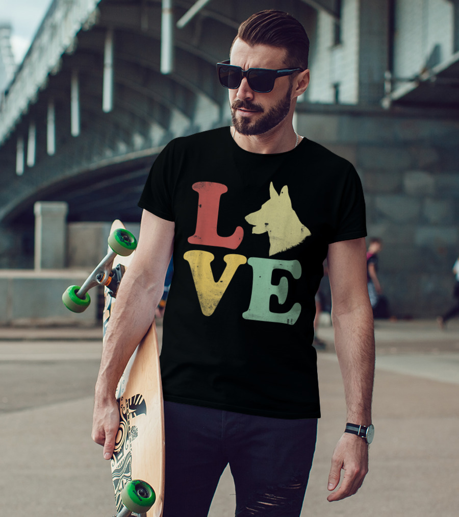 Vintage I Love My German Shepherd Beagle Love Dog T-Shirt