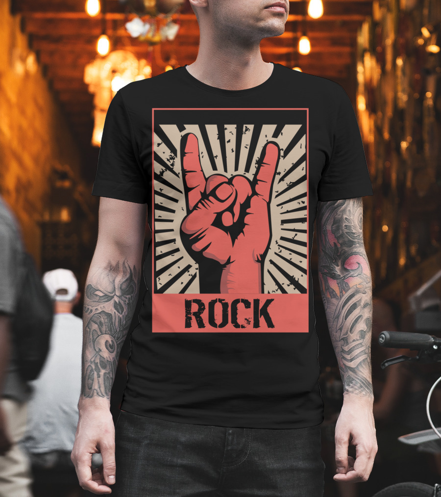 Vintage Rock Hand Gesture 70s 80s Concert Band T-Shirt