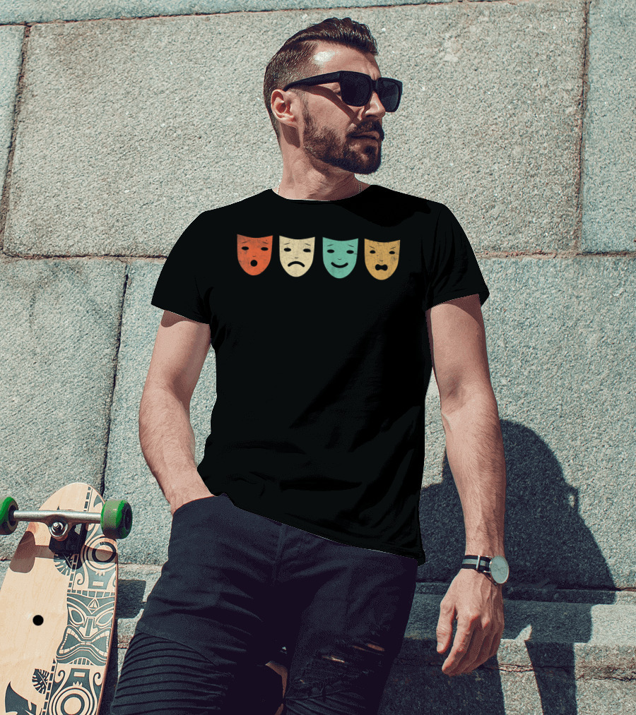 Vintage Drama Theatre Masks Actress Emotions T-Shirt