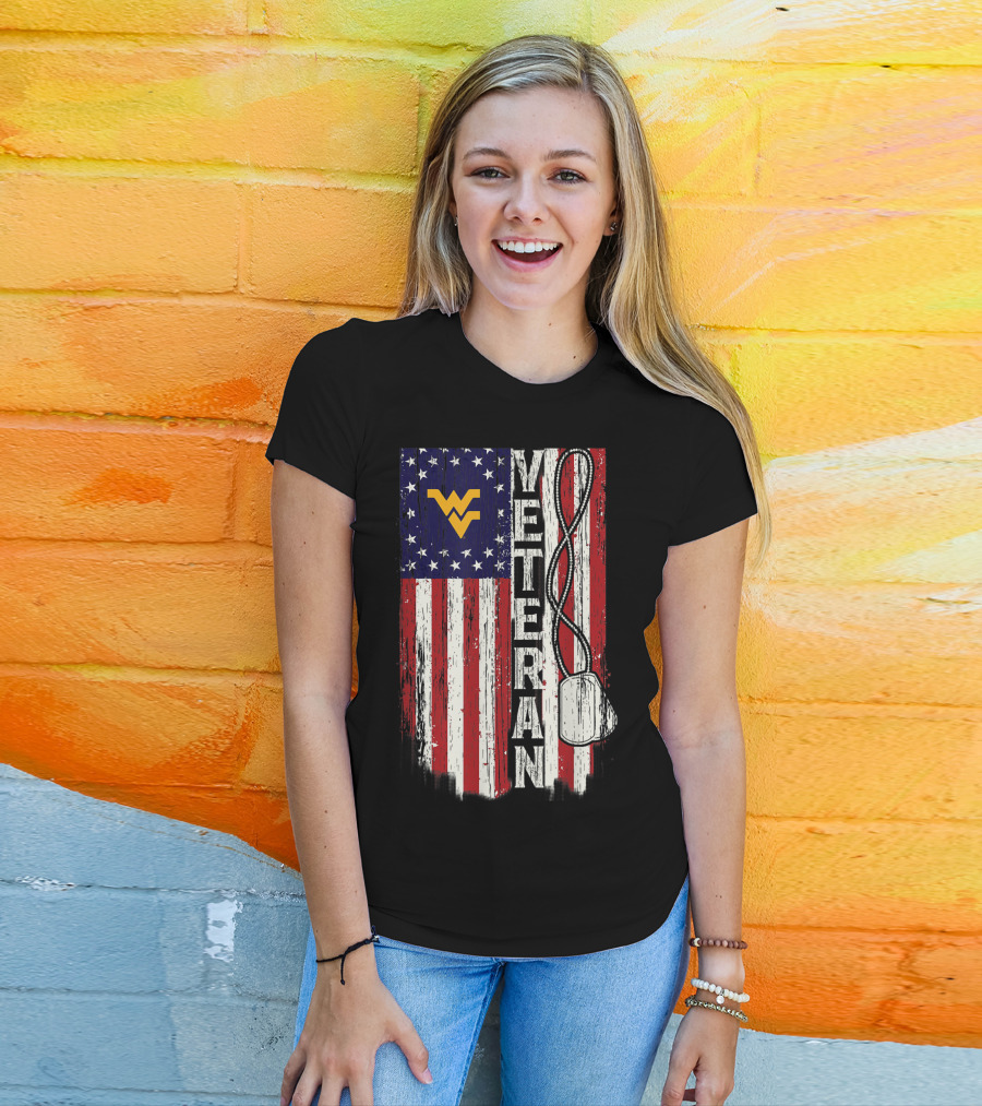 West Virginia Mountaineers Veteran American Flag T-Shirt
