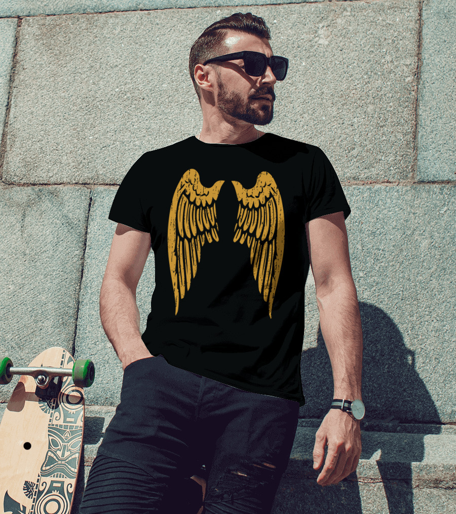 Gold Angel Wings Back T-Shirt