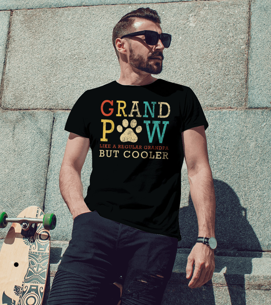 Funny Grand Paw Like Regular Grandpa But Cooler Vintage Dogs T-Shirt