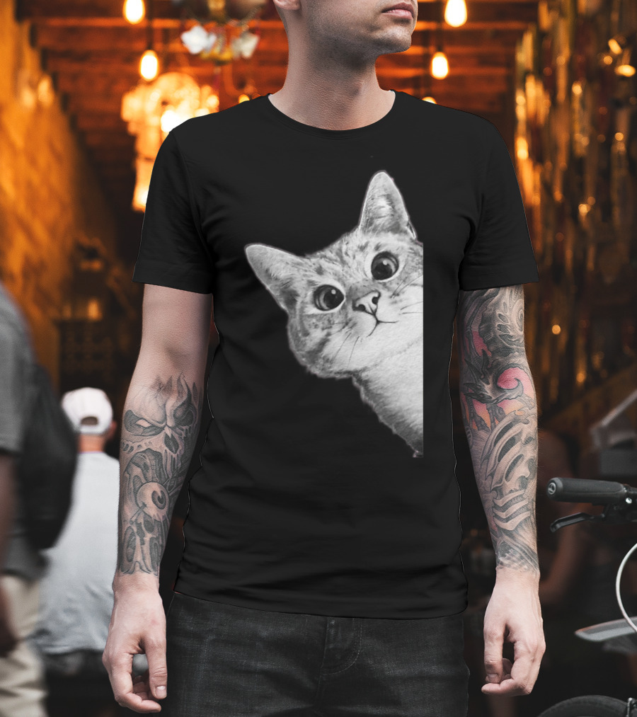 Funny Ninja Cat Meme Peekaboo T-Shirt