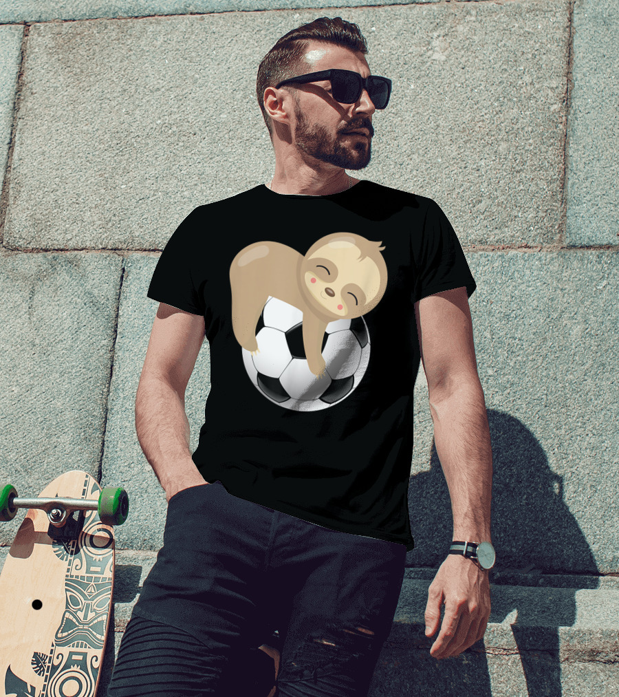 Baby Sloth Hugging Soccer Ball T-Shirt