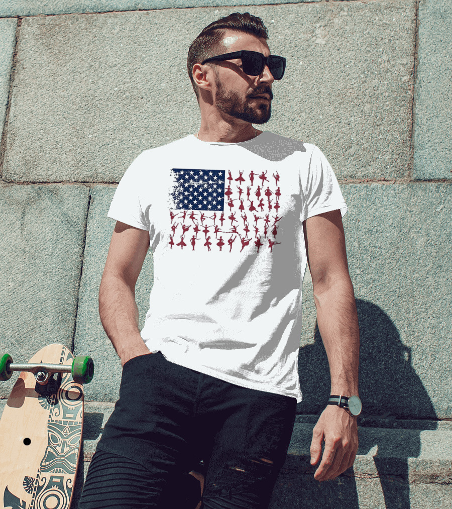Ballet Dancer Kids American Flag July T-Shirt