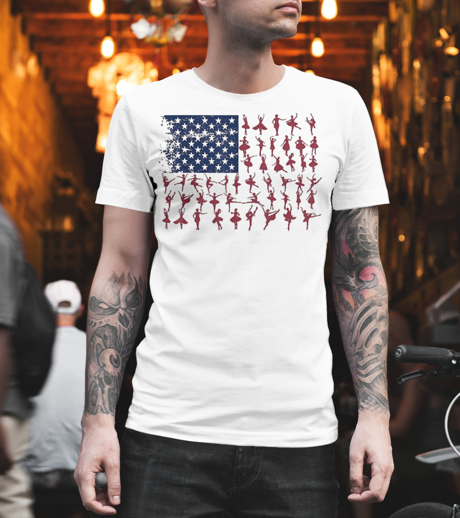 Ballet Dancer Kids American Flag July T-Shirt