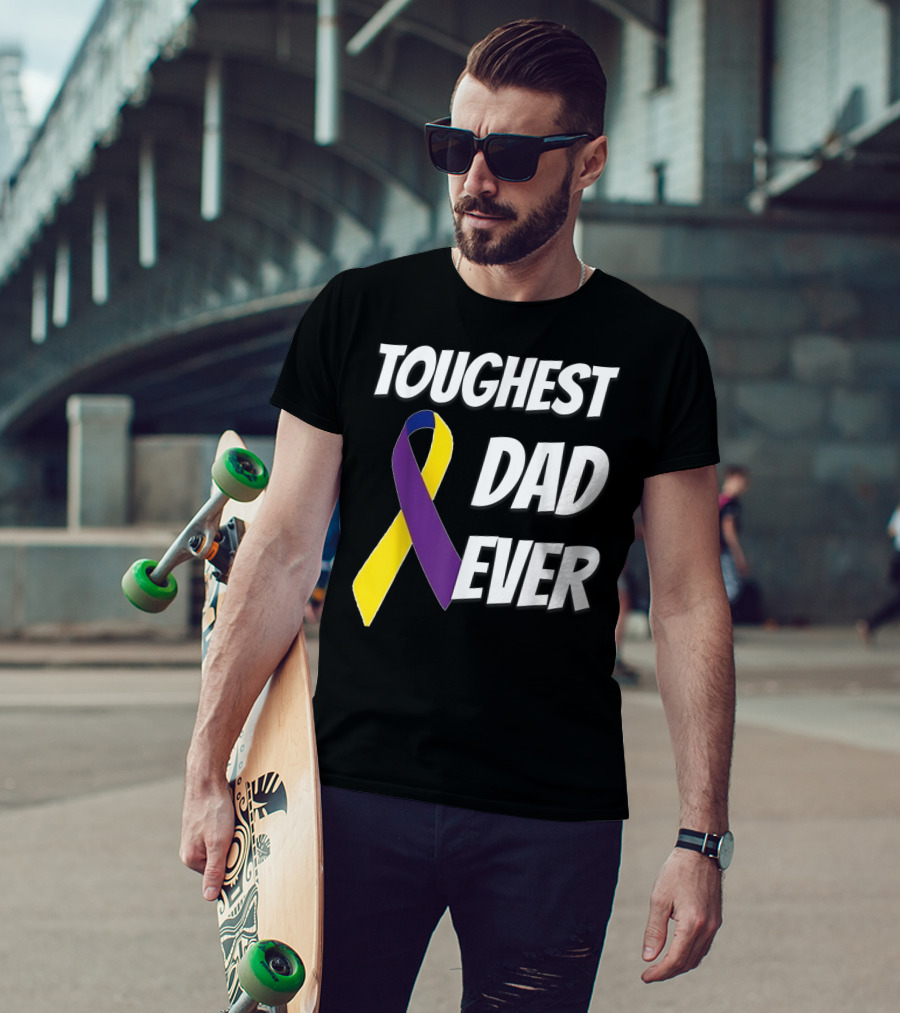 Toughest Dad Ever Bladder Cancer Yellow Ribbon Awareness T-Shirt