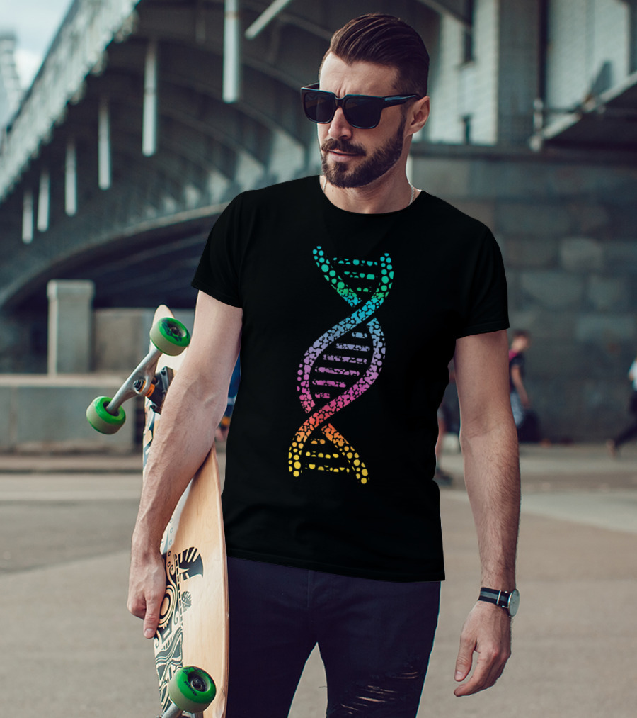DNA Molecular World Genes Biology Lover Geek Rainbow Spiral T-Shirt