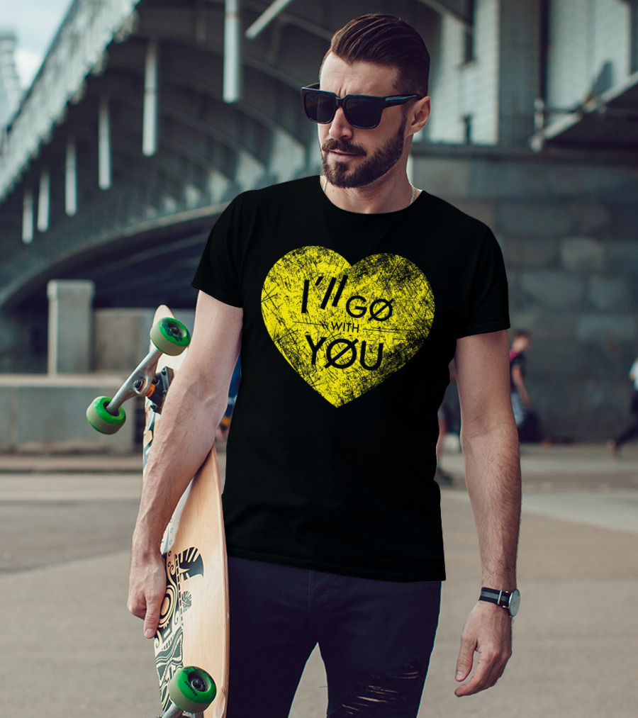 I'll Go With You Yellow Vintage Grunge Heart TOP T-Shirt