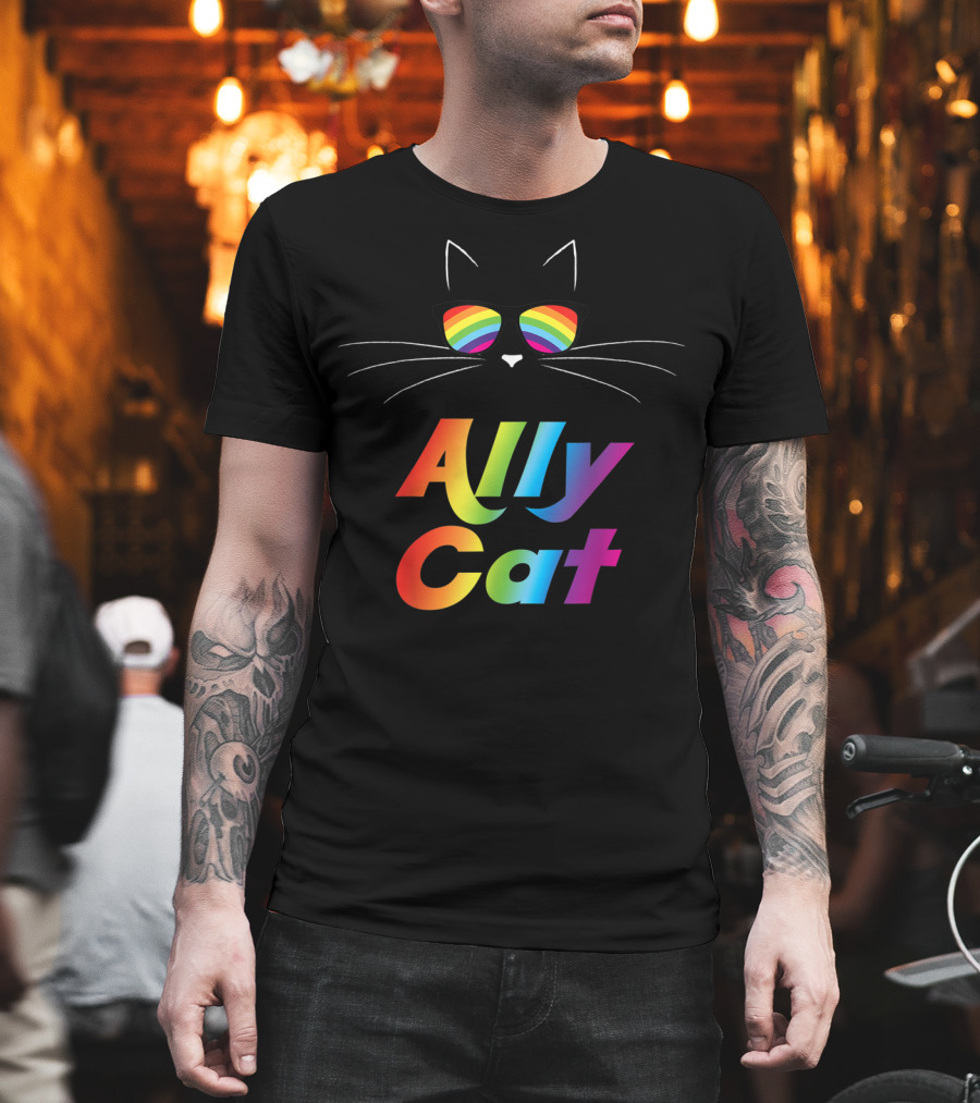Ally Cat Rainbow Sunglasses Kitty T-Shirt