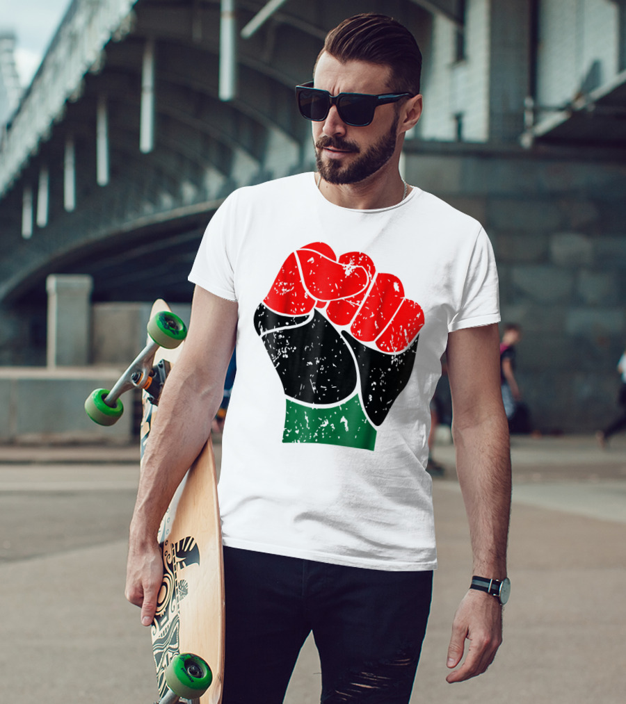 Black History Red Black And Green Pride Fist Symbol Of Empowerment T-Shirt