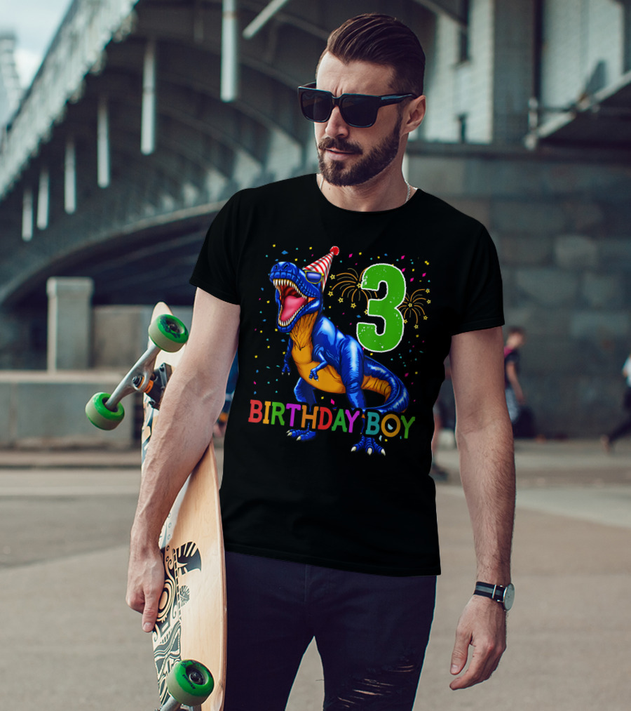 Birthday Boy Rawr I'm 3 Dinosaur Party T-Shirt