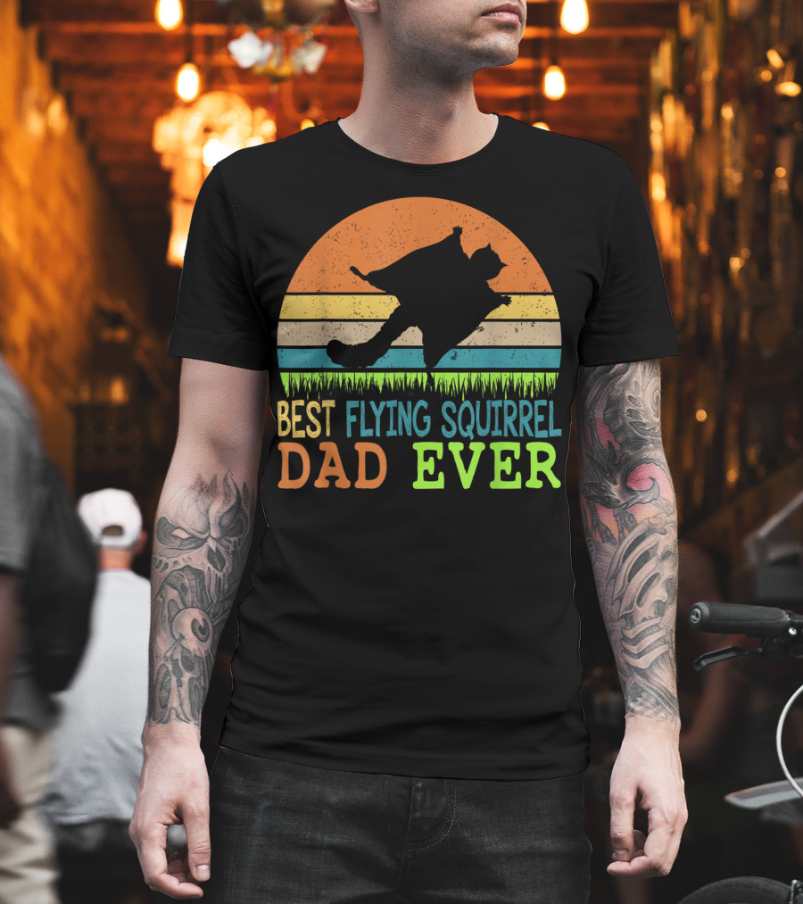 Best Flying Squirrel Dad Ever Retro Sunset T-Shirt