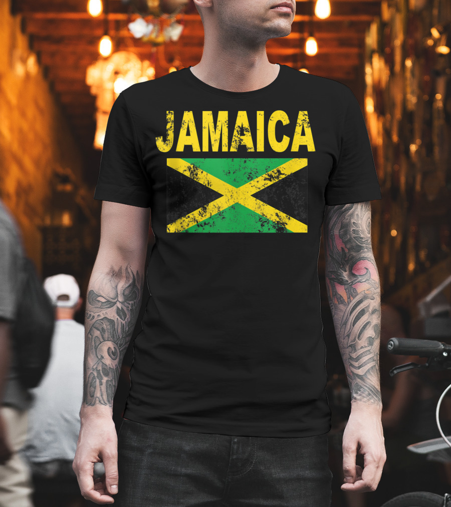 Jamaica Distressed Flag Cool Jamaican Flags T-Shirt