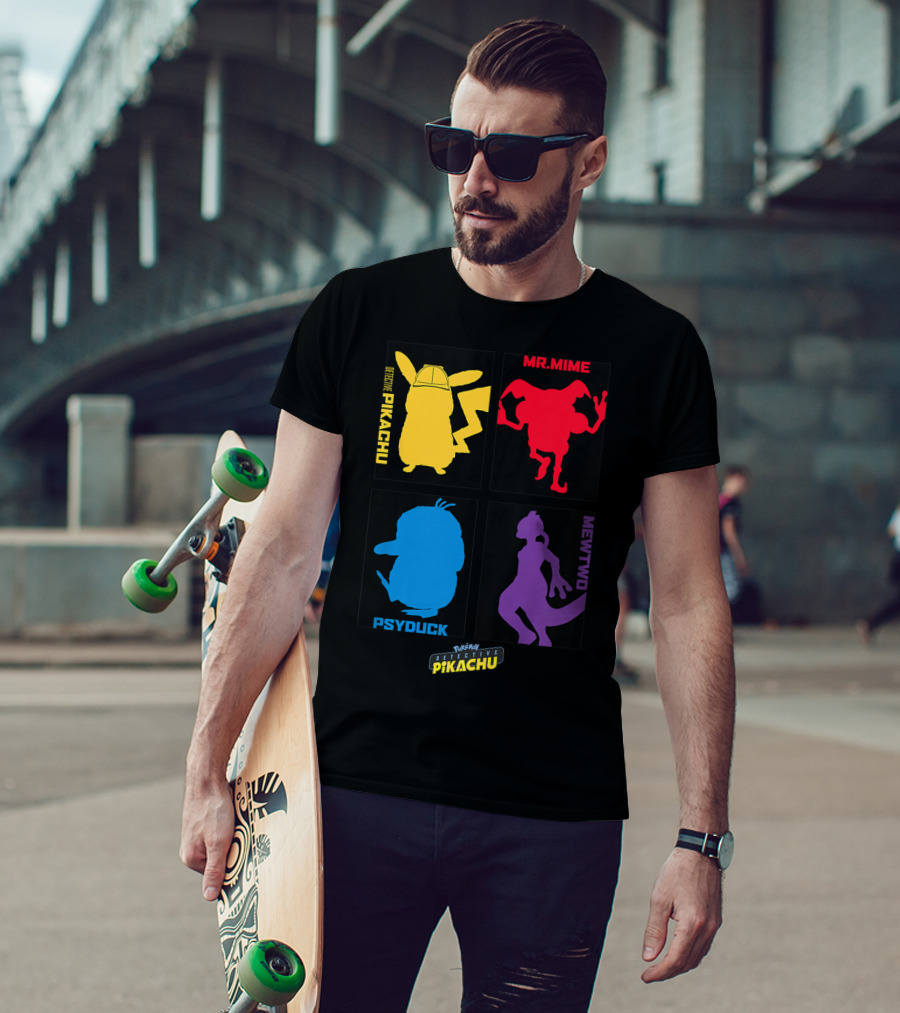 Detective Pikachu Mr. Mime Psyduck Mewtwo Pokémon Kids T-Shirt