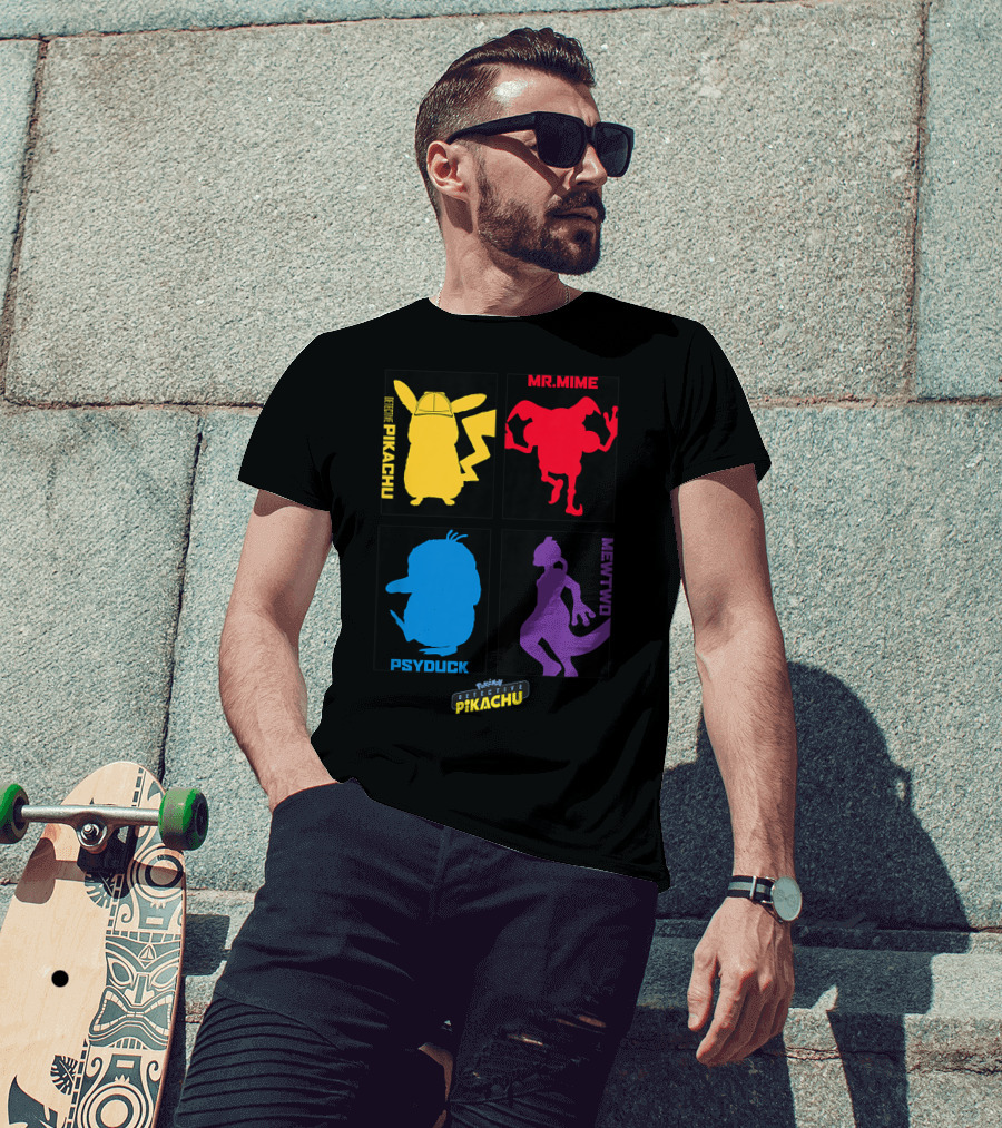 Detective Pikachu Mr. Mime Psyduck Mewtwo Pokémon Kids T-Shirt