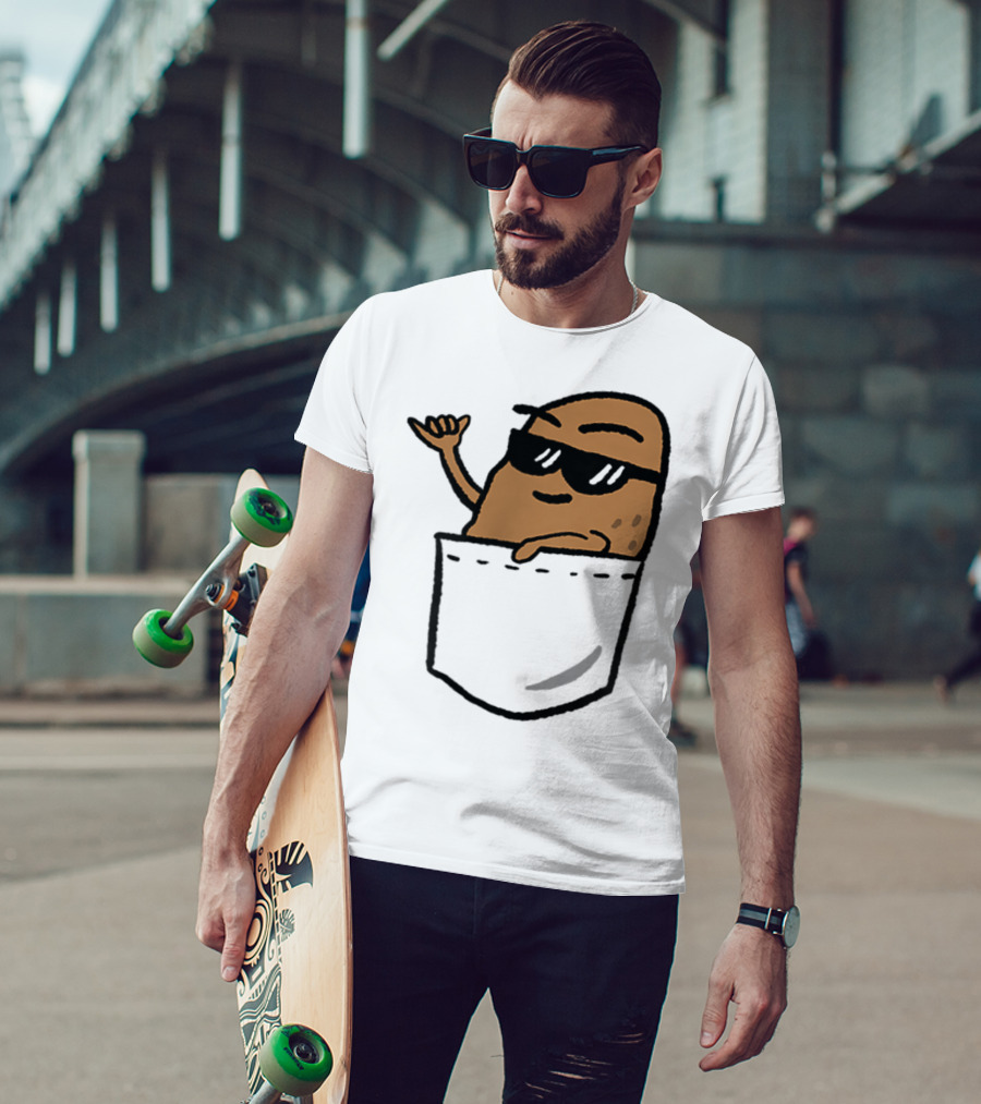 Awesome Hang Loose Potato Shaka In Pocket T-Shirt