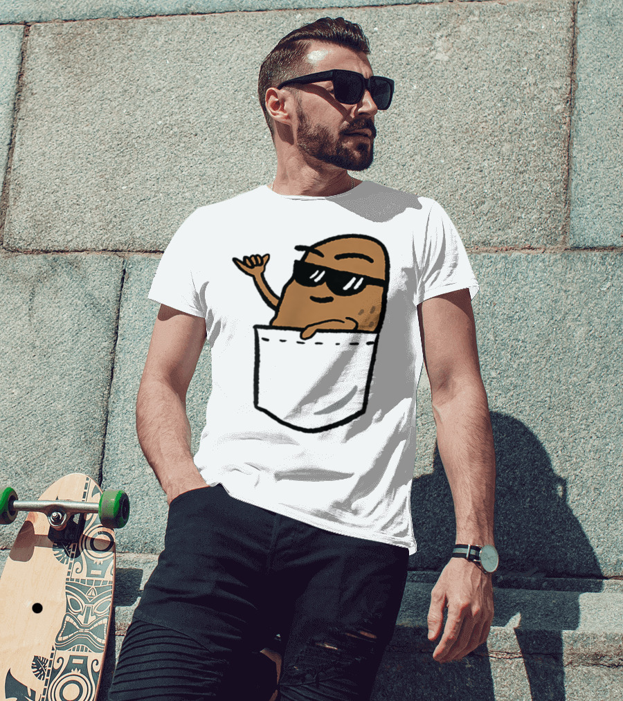 Awesome Hang Loose Potato Shaka In Pocket T-Shirt