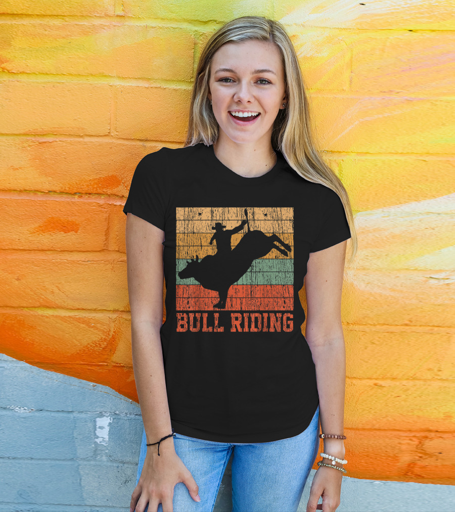 Bull Riding Vintage Rodeo Western Country Retro Cowboy T-Shirt