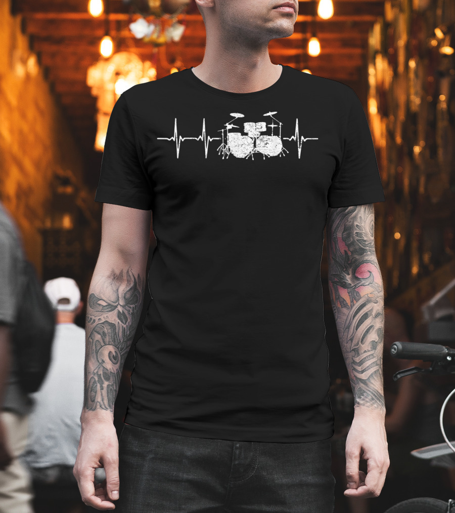 Heartbeat Drums Rock Music Lover Band T-Shirt