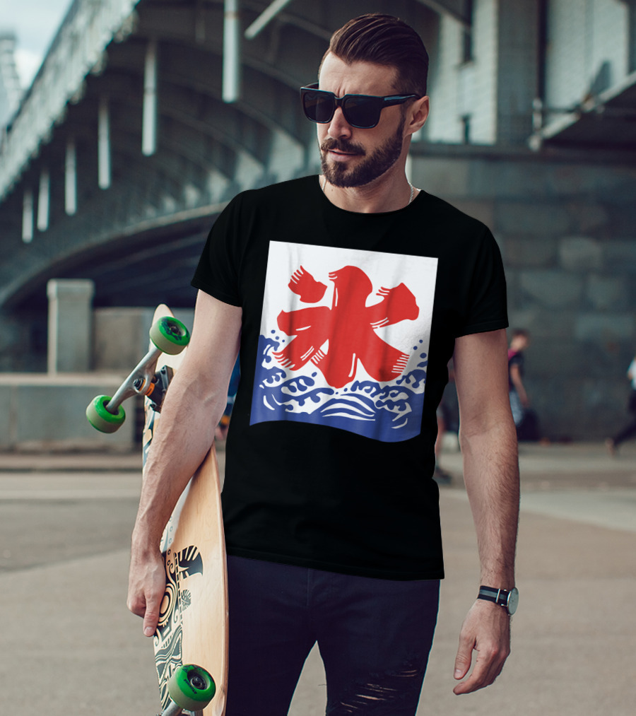 Kakigori Japanese Shaved Ice Kanji Flag With Water Waves T-Shirt