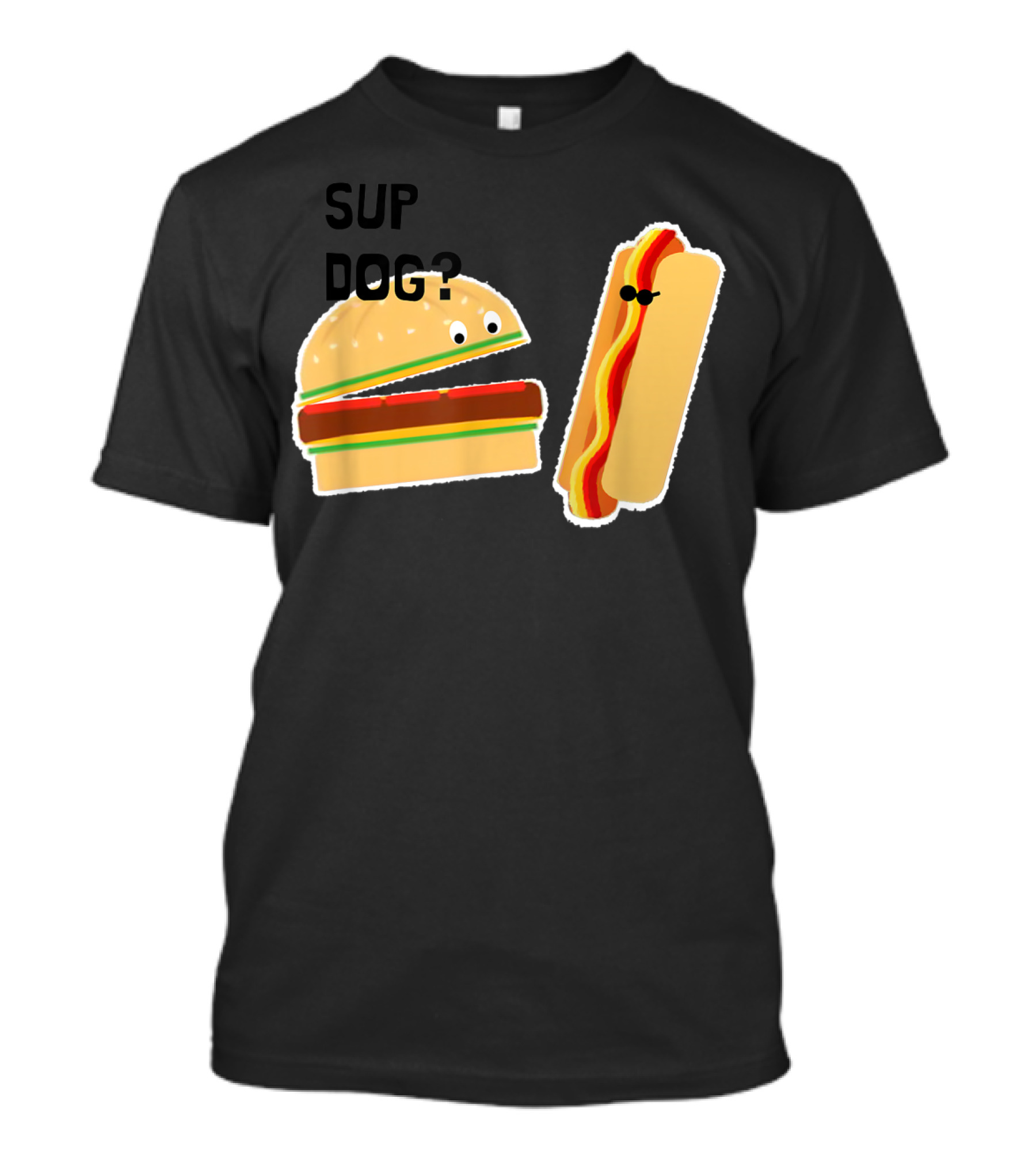 Burger And Hot Dog Sup Dog Funny Conversation T-Shirt
