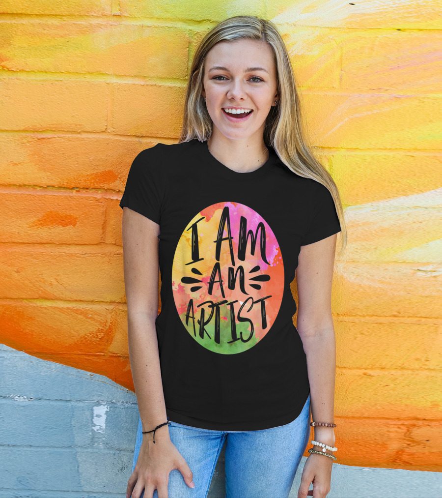 Colorful I Am An Artist Watercolor Paint Splash T-Shirt