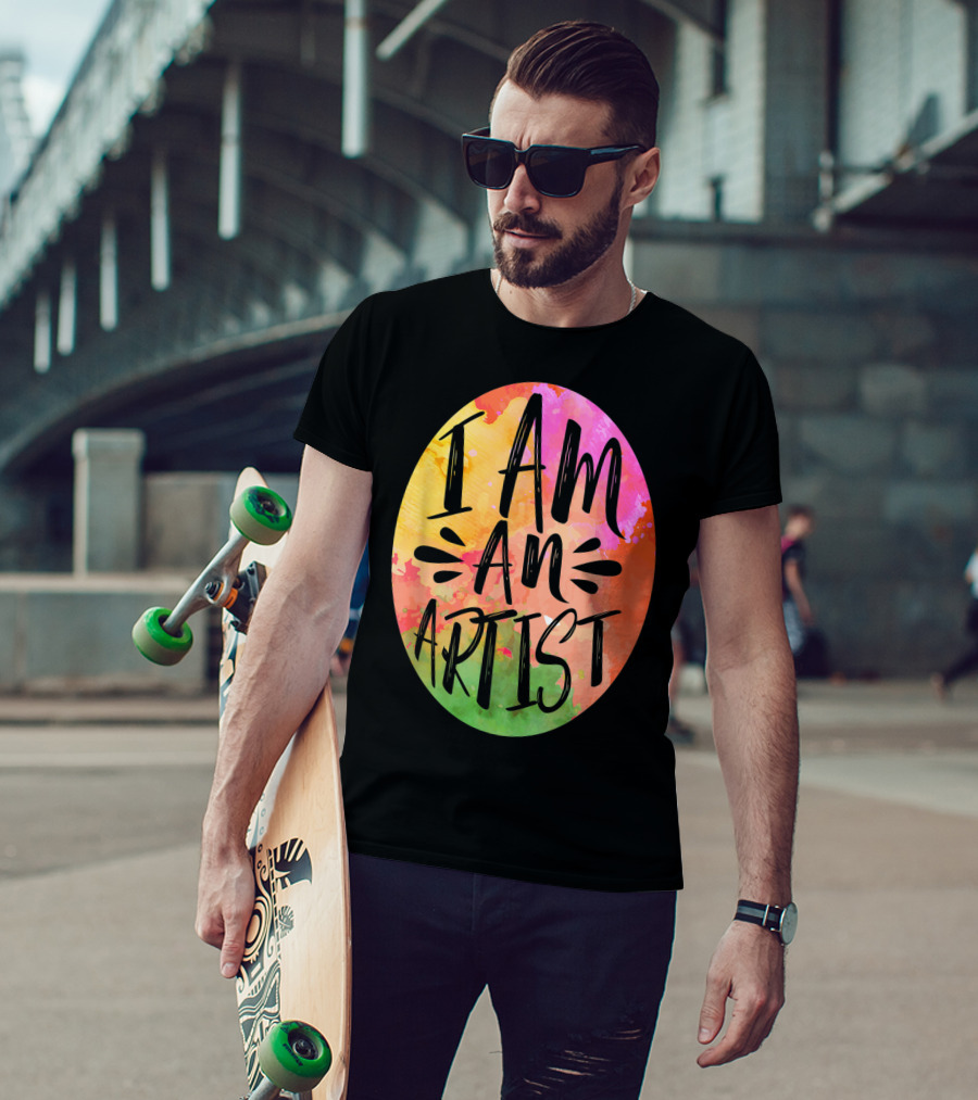 Colorful I Am An Artist Watercolor Paint Splash T-Shirt