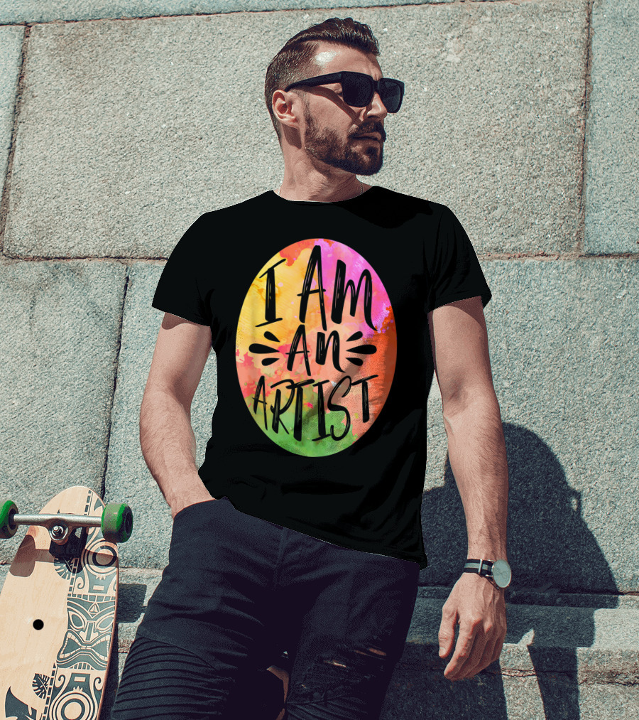 Colorful I Am An Artist Watercolor Paint Splash T-Shirt