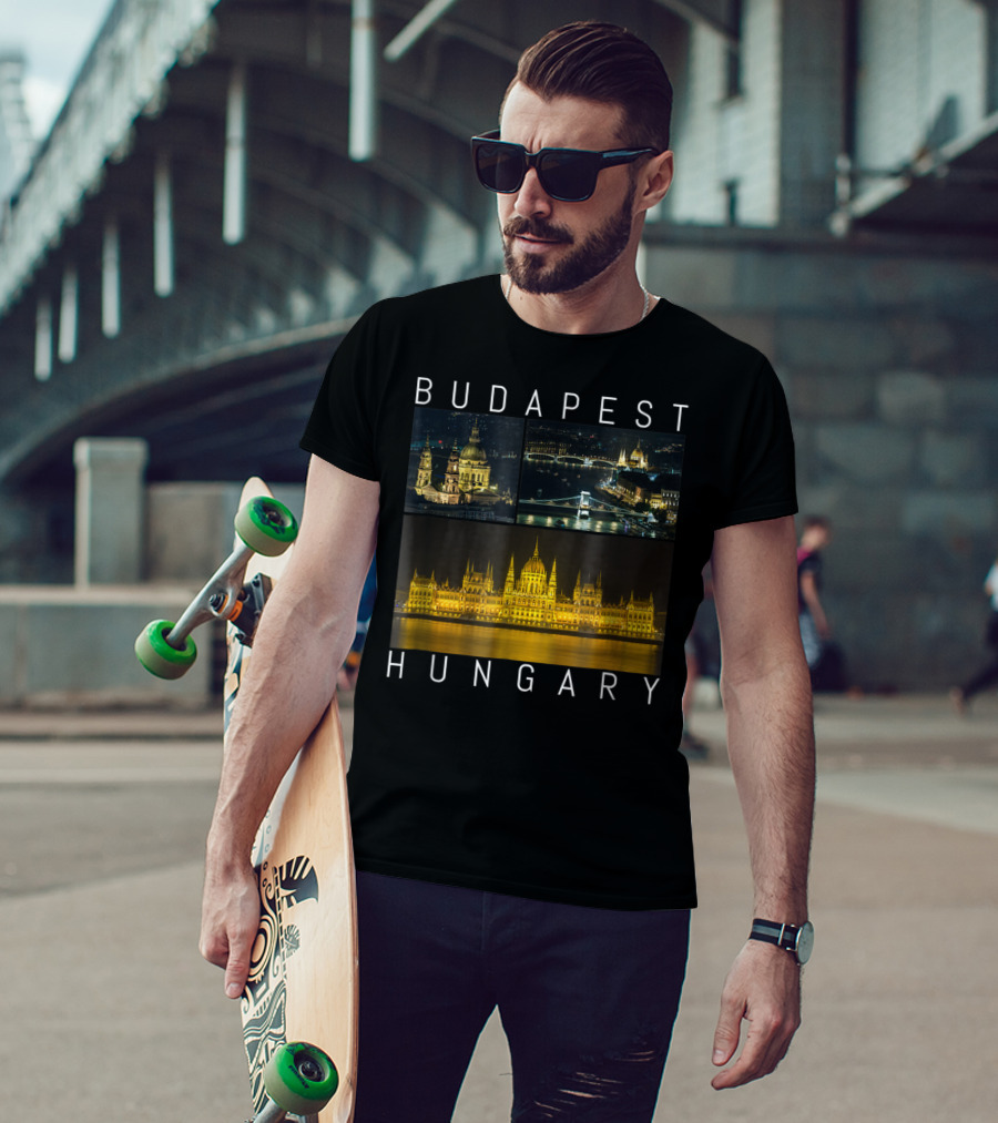 Budapest Hungary Nighttime Landmarks Photography Gallery T-Shirt