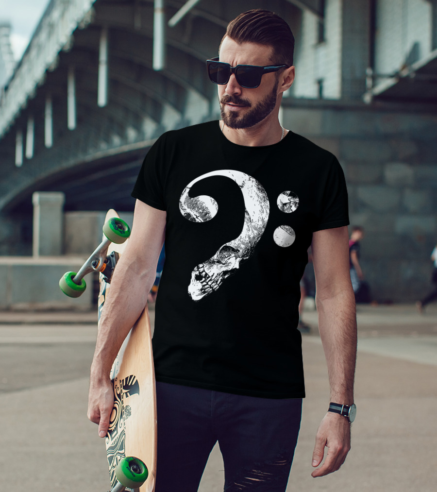 Cool Skull Bass Clef Musician Music Lover T-Shirt