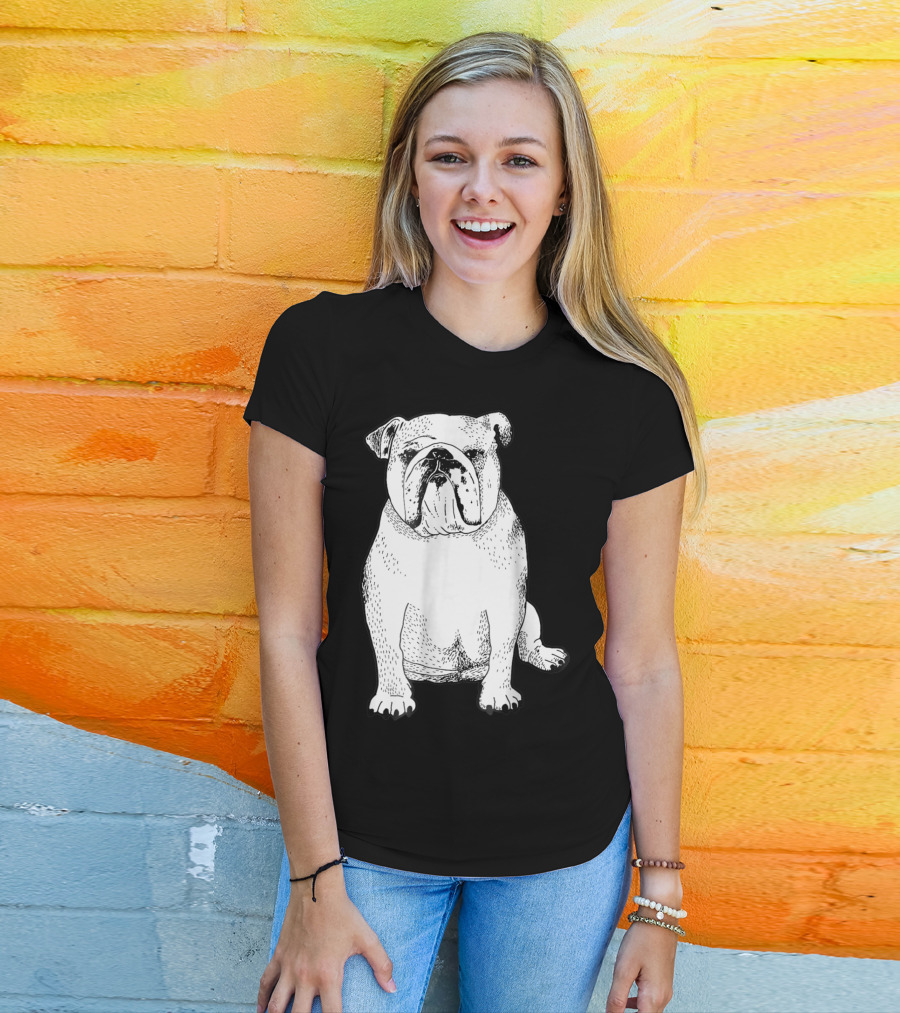English Bulldog Dog Lover Owner Art Sketch T-Shirt